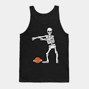 Flossing Skeleton Basketball Funny Halloween Tank Top